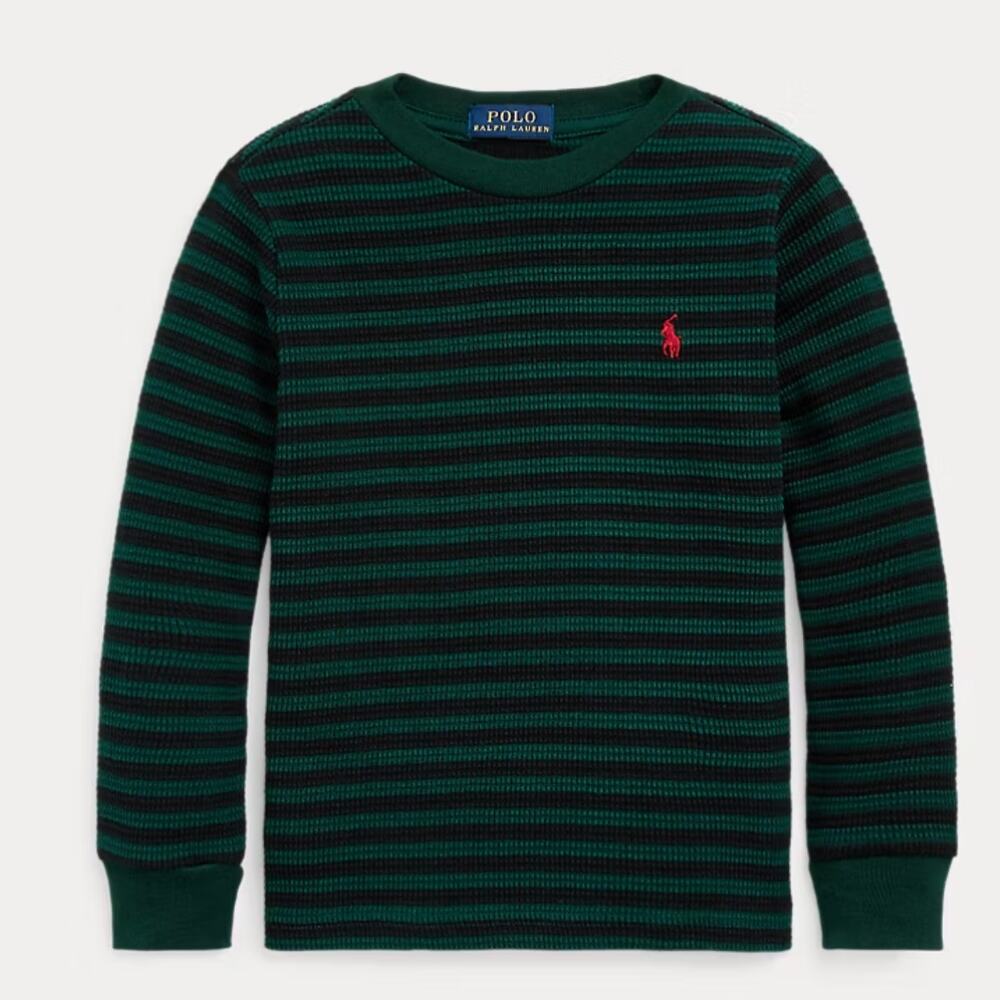 Polo Ralph Lauren - Boys - Striped Long-Sleeve Tee- Green - Size L 14-16